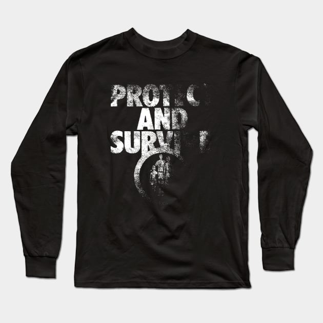 Protect And Survive Long Sleeve T-Shirt by haunteddata